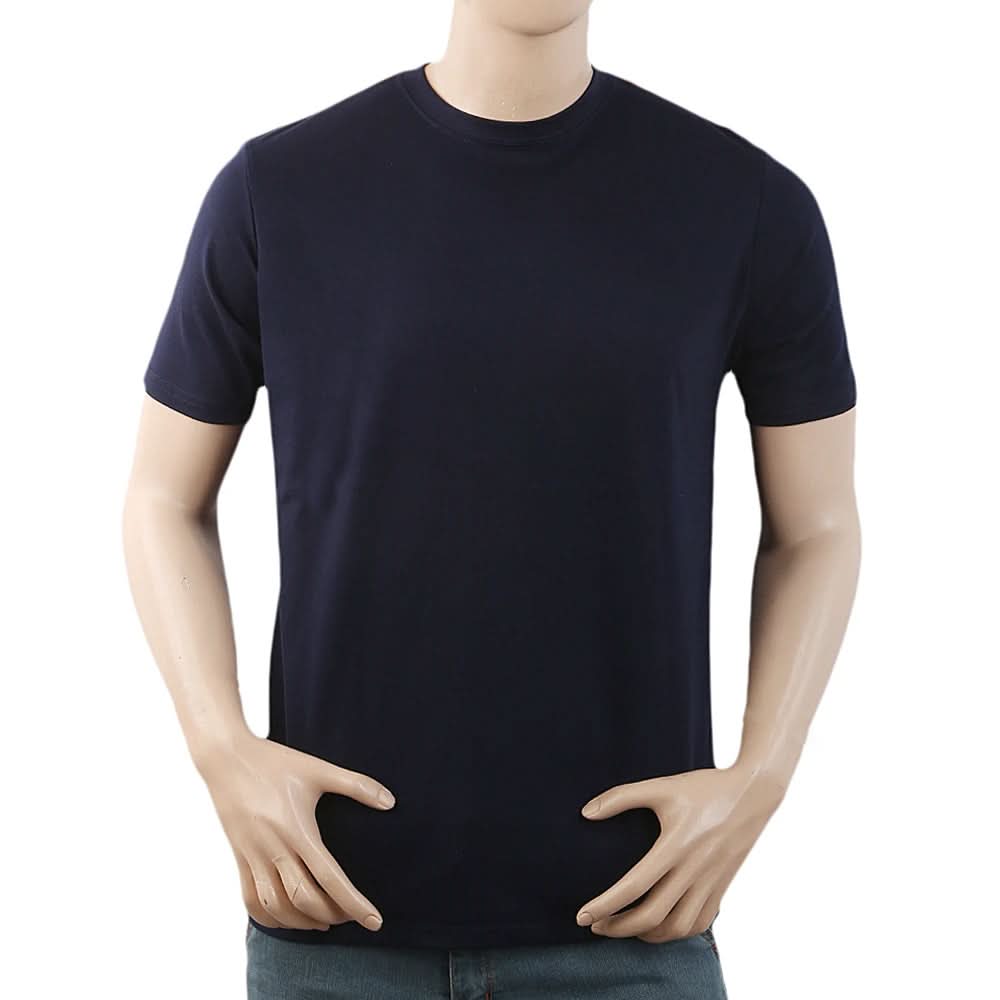 Men's Half Sleeves with Logo T-Shirt - Navy Blue, Men, T-Shirts And Polos, Chase Value, Chase Value