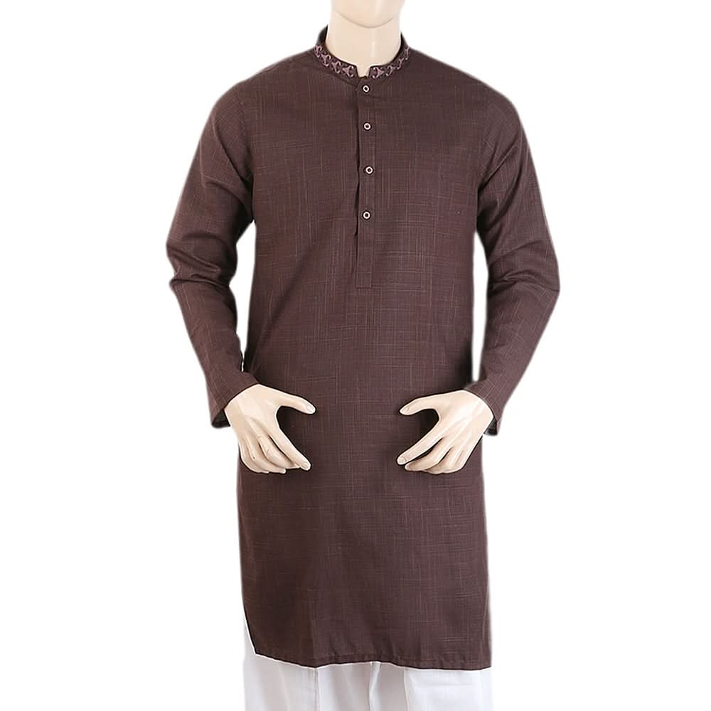 Men's Mashriq Embroidered Kurta - Coffee, Men, Kurtas, Chase Value, Chase Value