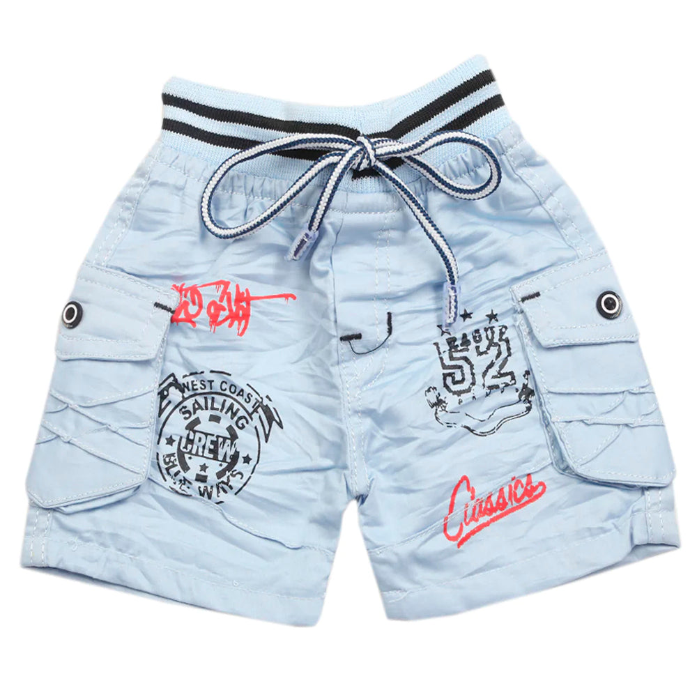 Newborn Boys Cotton Shorts - Light Blue, Newborn Boys Shorts & Pants, Chase Value, Chase Value