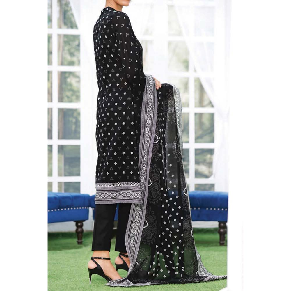 Daman Printed Lawn Black & White Lawn Collection 3 Pcs Un-Stitched Suit - 5, Women, 3Pcs Shalwar Suit, VS Textiles, Chase Value