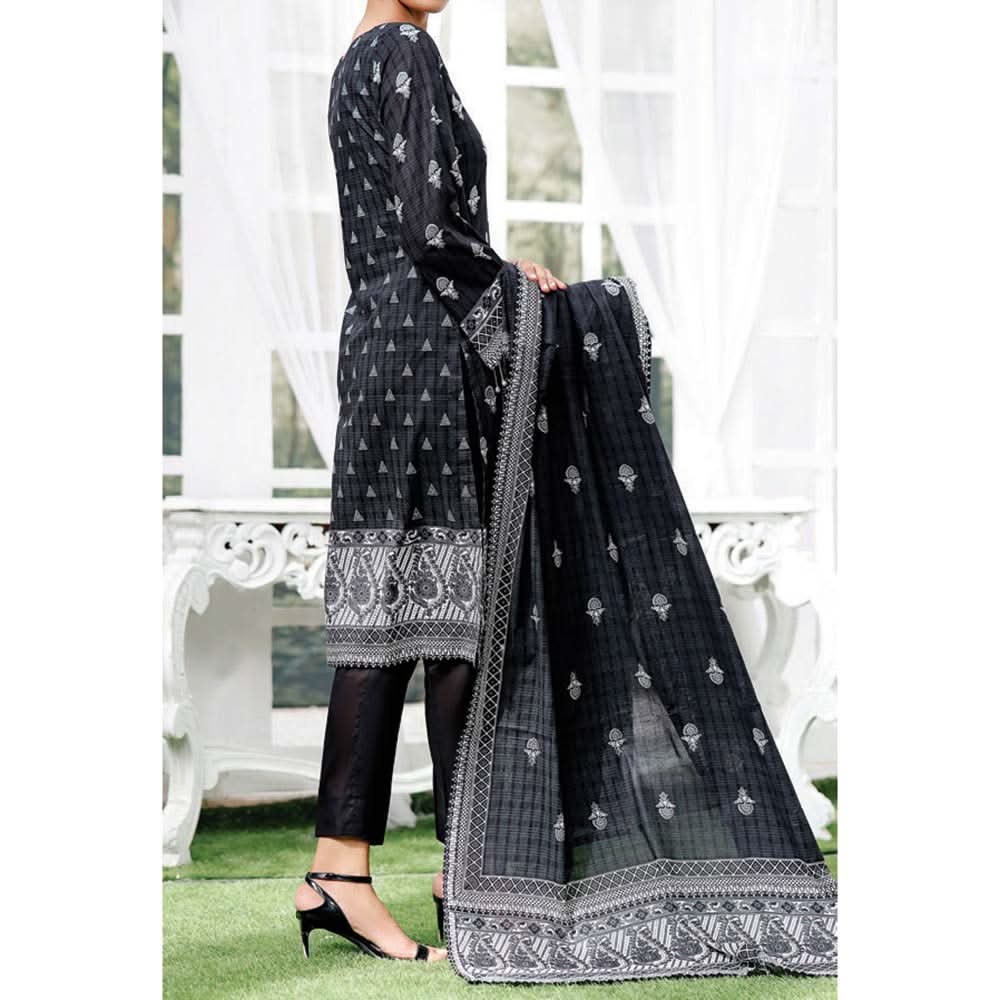 Daman Printed Lawn Black & White Lawn Collection 3 Pcs Un-Stitched Suit - 9, Women, 3Pcs Shalwar Suit, VS Textiles, Chase Value