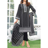 Daman Printed Lawn Black & White Lawn Collection 3 Pcs Un-Stitched Suit - 2, Women, 3Pcs Shalwar Suit, VS Textiles, Chase Value