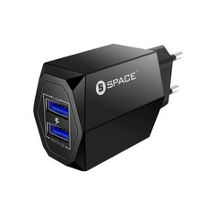 Space Dual Port USB Wall Charger WC-115, Home & Lifestyle, Mobile Charger, Chase Value, Chase Value