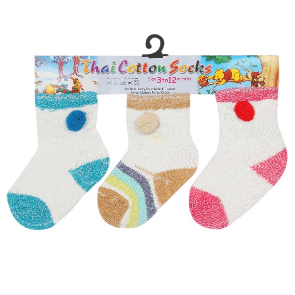 Newborn Socks Pack Of 3 - W, Newborn Caps, Shoes & Socks, Chase Value, Chase Value