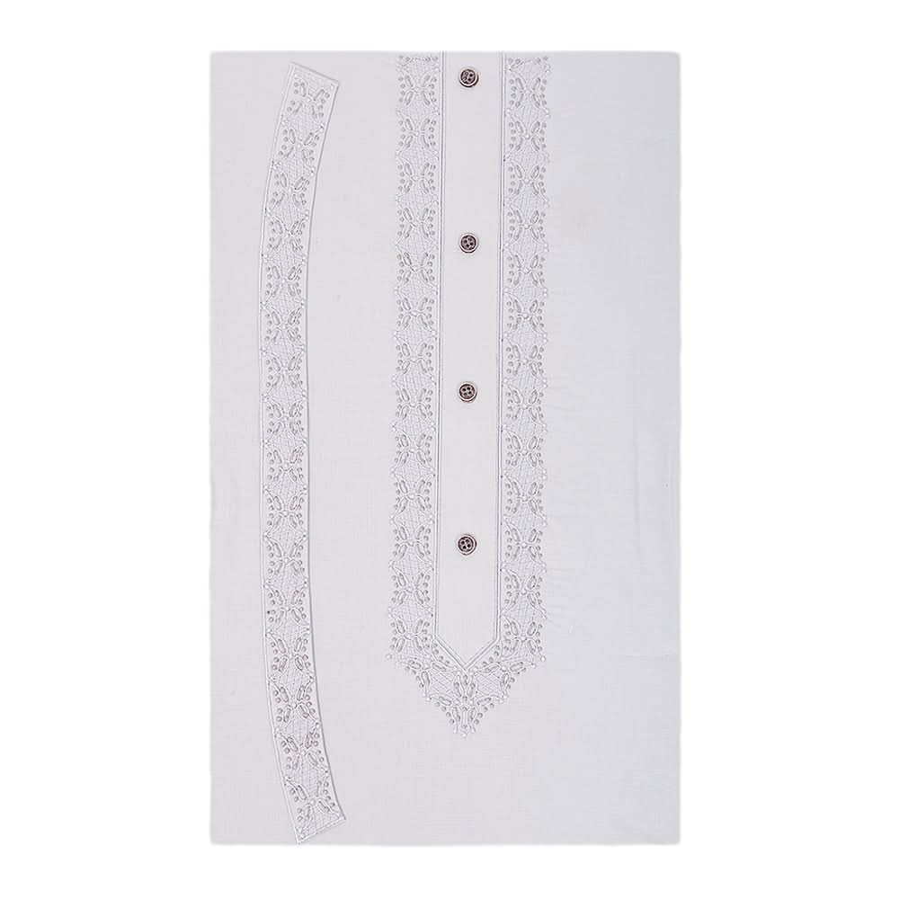 Men's Mashriq Embroidered Un-Stitched Suit - White, Men, Unstitched Fabric, Chase Value, Chase Value