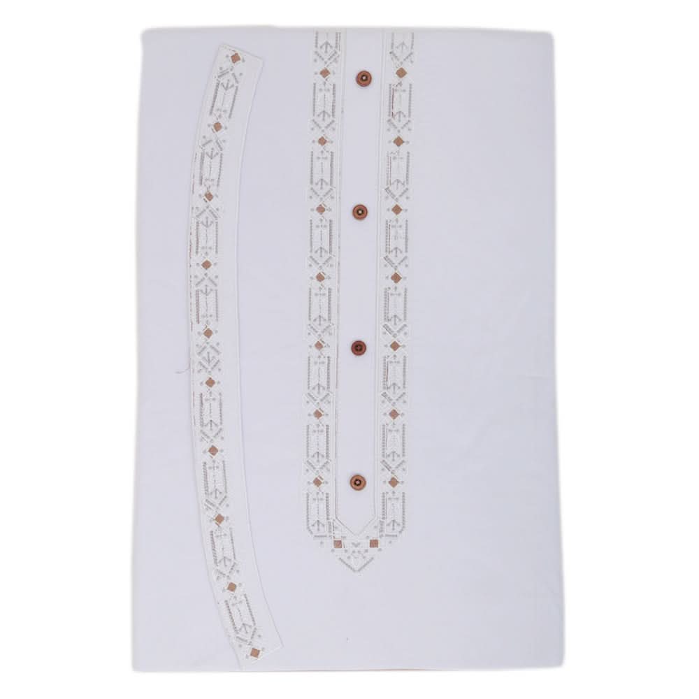 Men's Mashriq Embroidered Un-Stitched Suit - White, Men, Unstitched Fabric, Chase Value, Chase Value