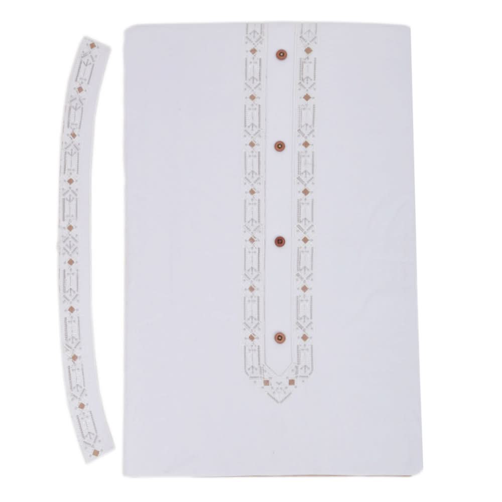 Men's Mashriq Embroidered Un-Stitched Suit - White, Men, Unstitched Fabric, Chase Value, Chase Value