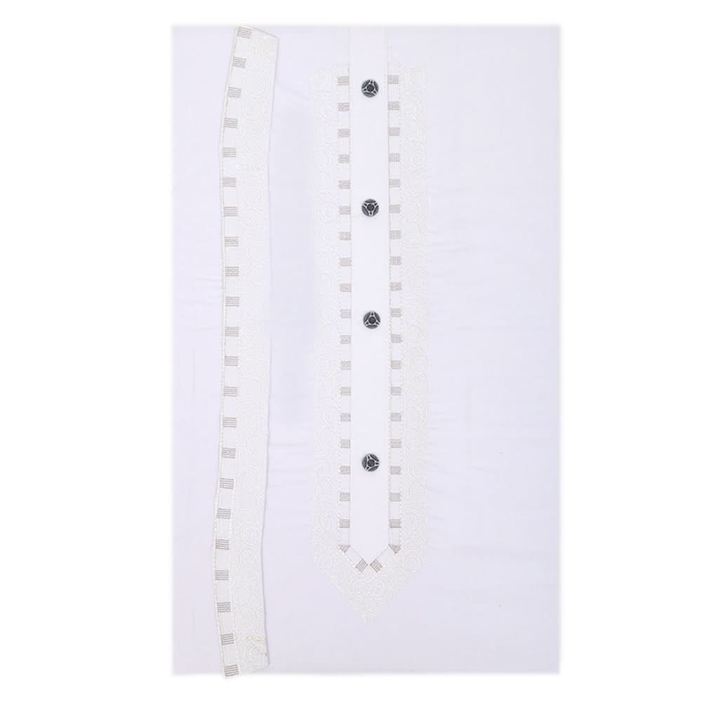 Men's Mashriq Embroidered Un-Stitched Suit - White, Men, Unstitched Fabric, Chase Value, Chase Value