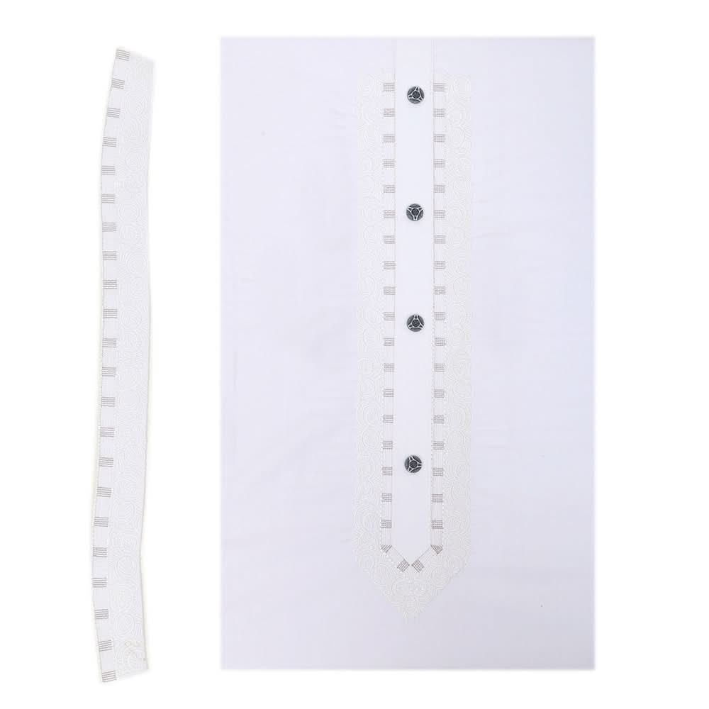 Men's Mashriq Embroidered Un-Stitched Suit - White, Men, Unstitched Fabric, Chase Value, Chase Value