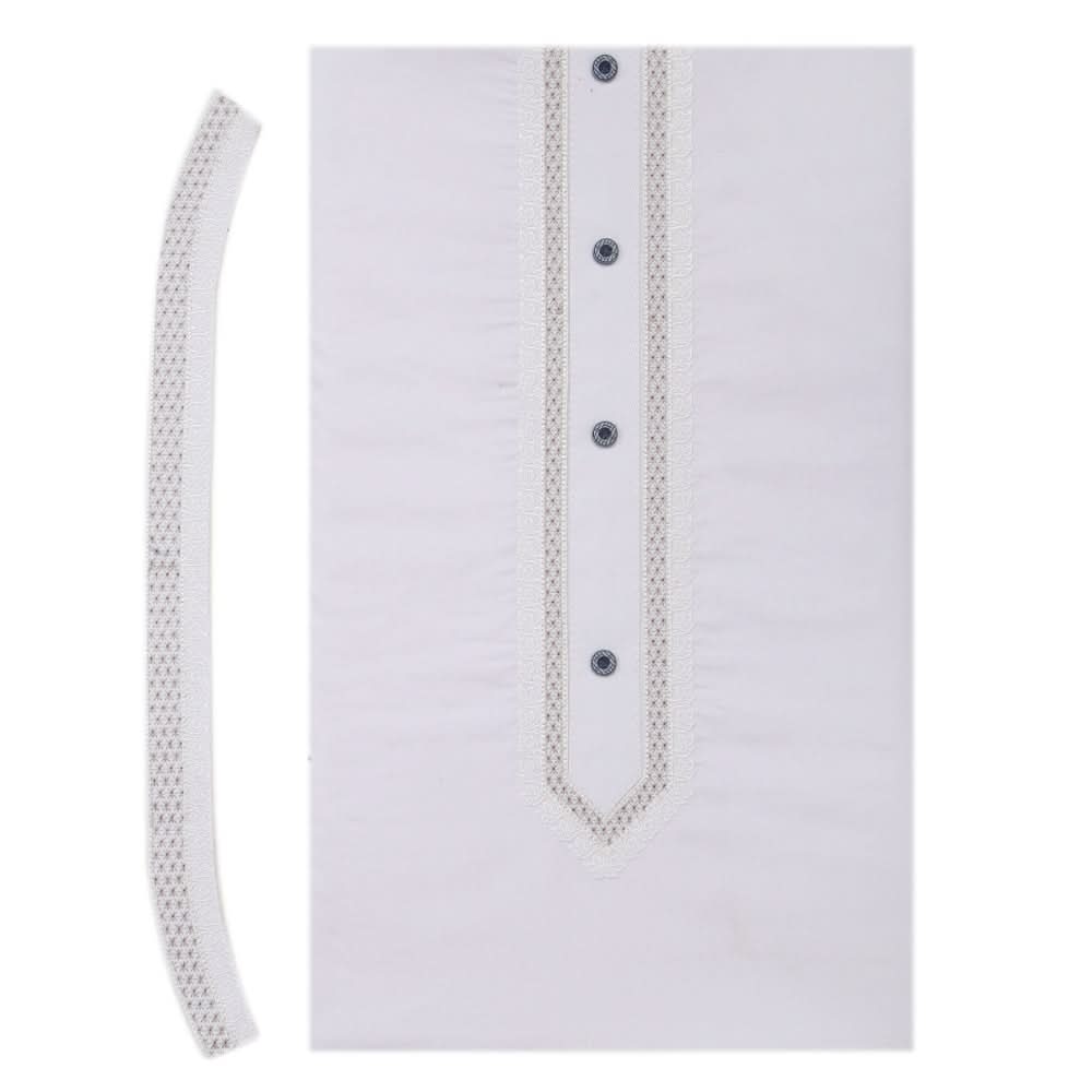 Men's Mashriq Embroidered Un-Stitched Suit - White, Men, Unstitched Fabric, Chase Value, Chase Value