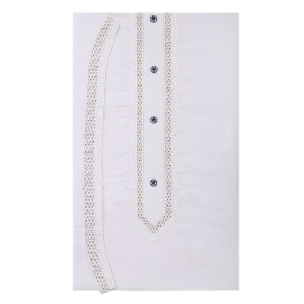 Men's Mashriq Embroidered Un-Stitched Suit - White, Men, Unstitched Fabric, Chase Value, Chase Value