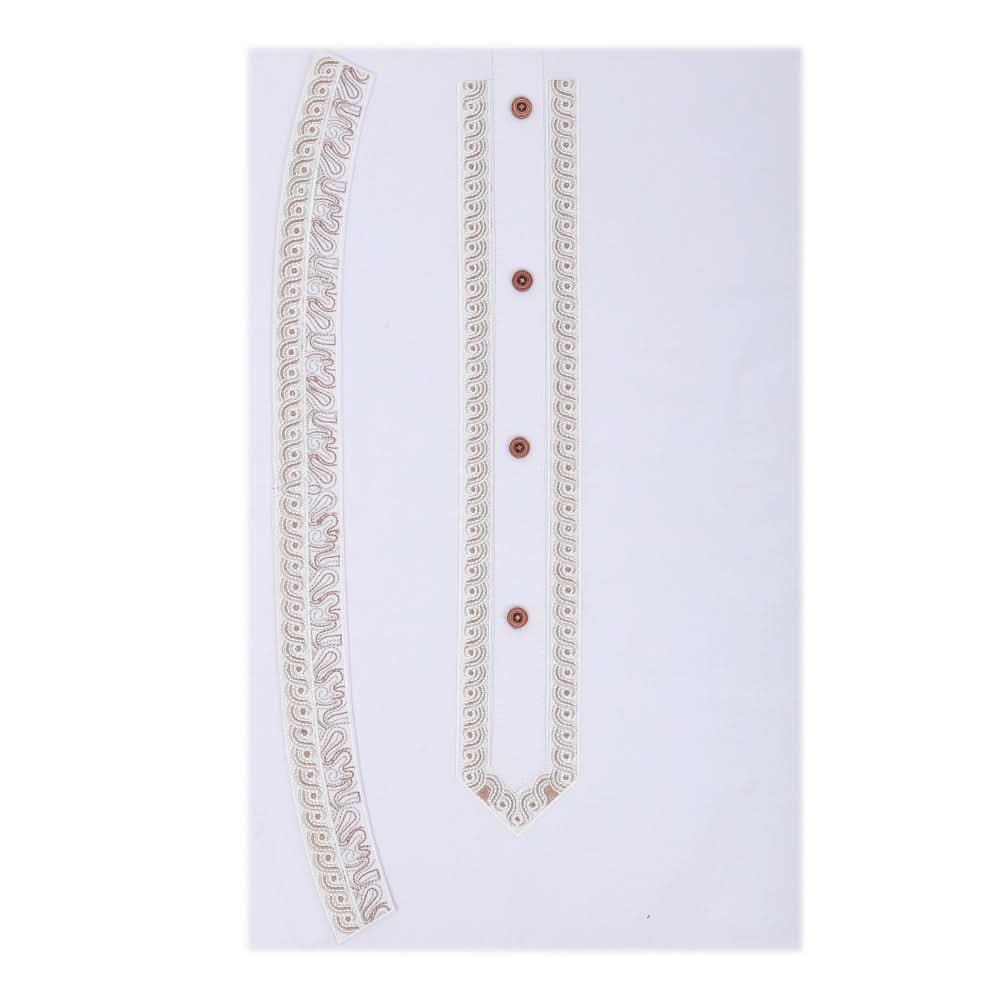 Men's Mashriq Embroidered Un-Stitched Suit - White, Men, Unstitched Fabric, Chase Value, Chase Value