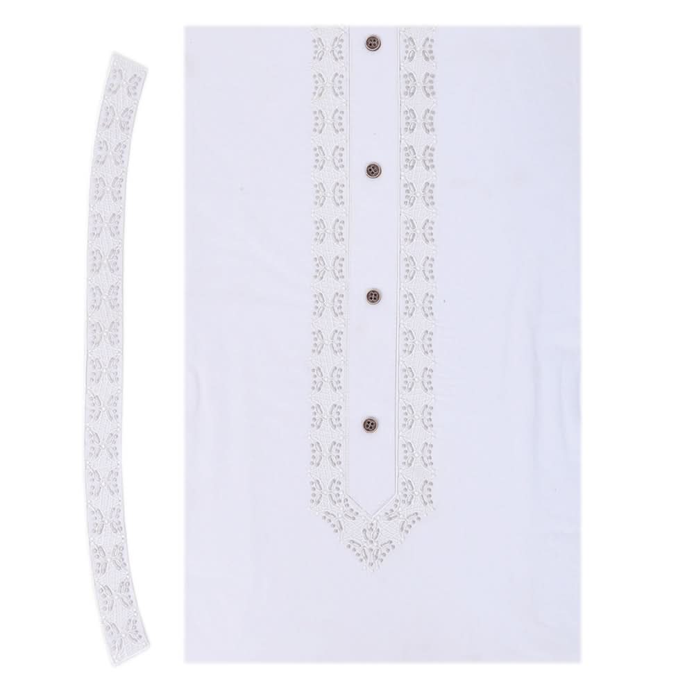 Men's Mashriq Embroidered Un-Stitched Suit - White, Men, Unstitched Fabric, Chase Value, Chase Value
