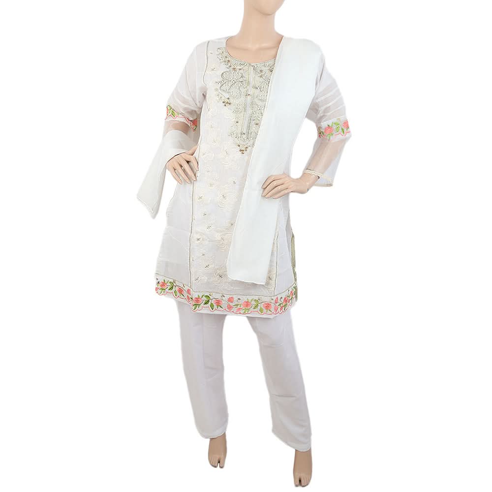 Women's Embroidered Fancy 3Pcs Suit - White, Women, Shalwar Suits, Chase Value, Chase Value
