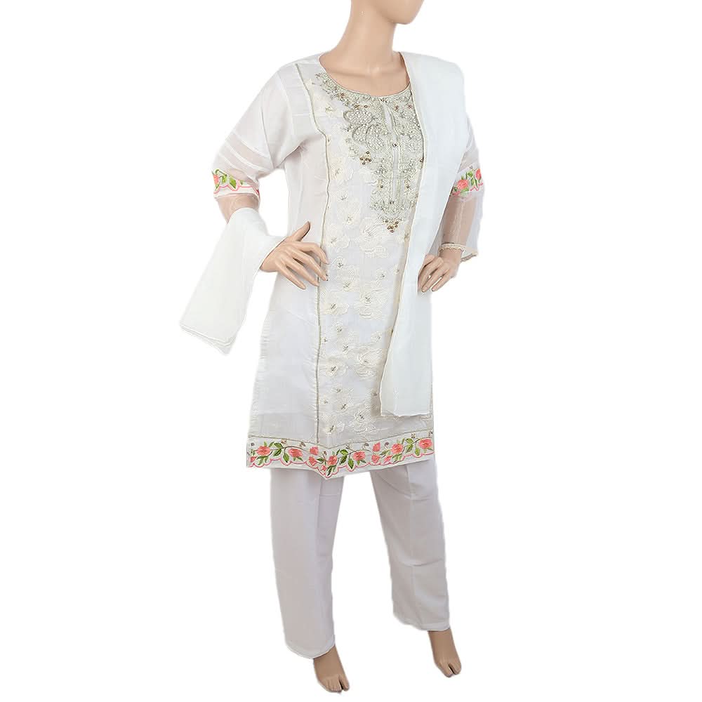 Women's Embroidered Fancy 3Pcs Suit - White, Women, Shalwar Suits, Chase Value, Chase Value