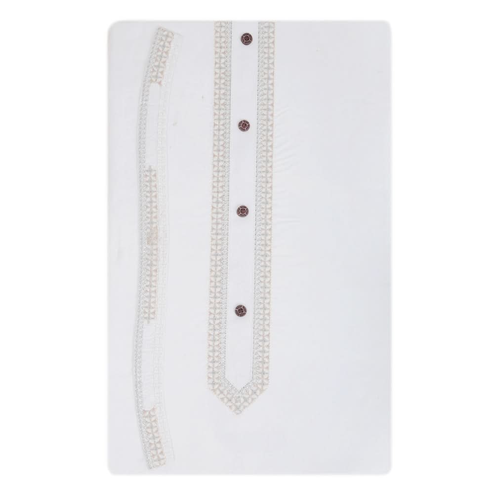 Men's Mashriq Embroidered Un-Stitched Suit - White, Men, Unstitched Fabric, Chase Value, Chase Value