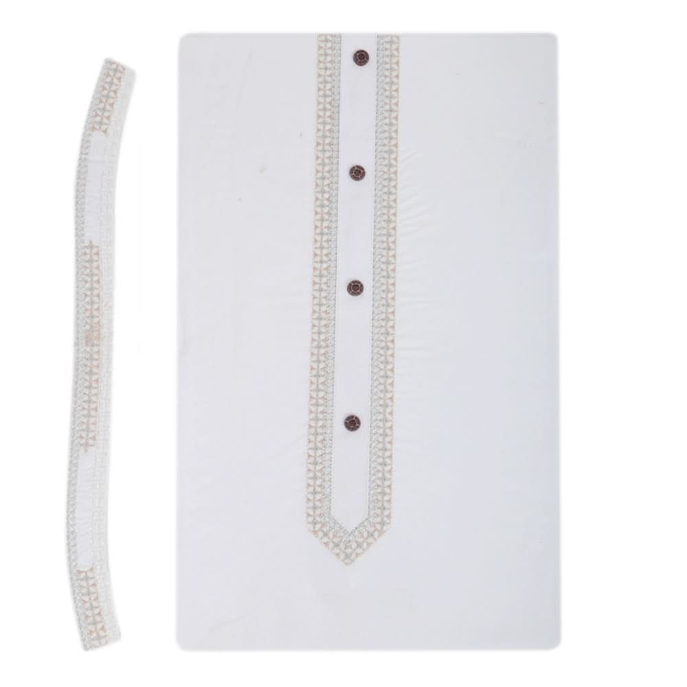 Men's Mashriq Embroidered Un-Stitched Suit - White, Men, Unstitched Fabric, Chase Value, Chase Value