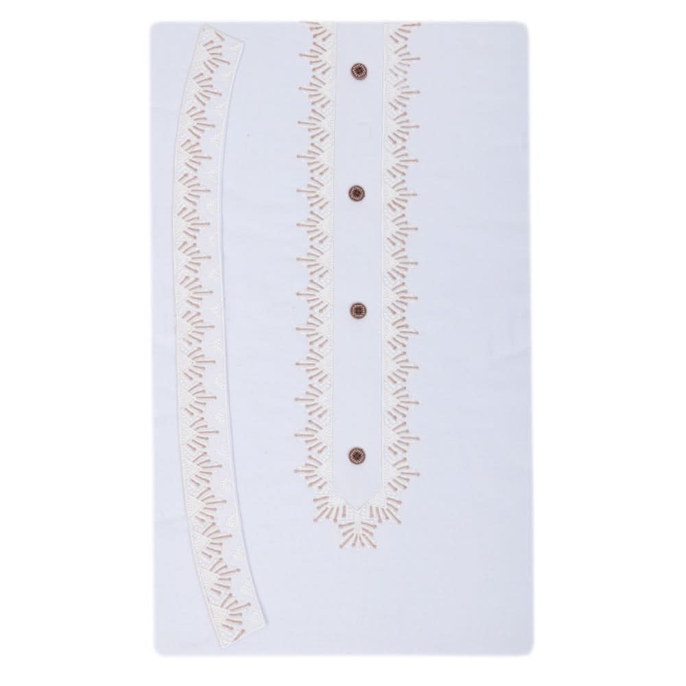 Men's Mashriq Embroidered Un-Stitched Suit - White, Men, Unstitched Fabric, Chase Value, Chase Value