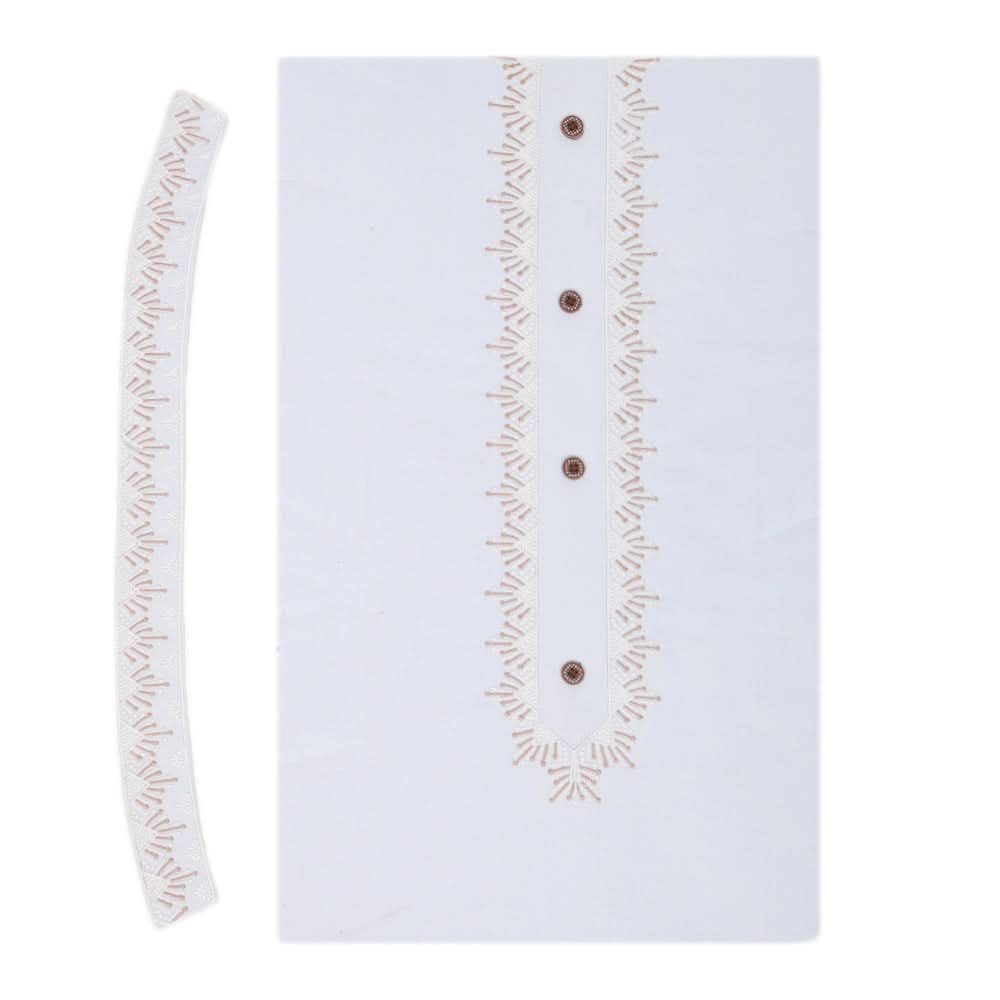 Men's Mashriq Embroidered Un-Stitched Suit - White, Men, Unstitched Fabric, Chase Value, Chase Value