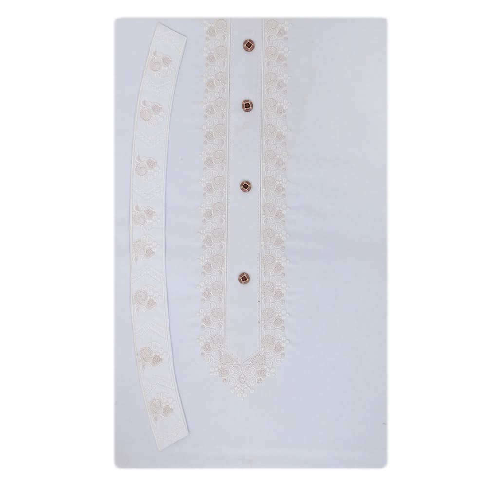 Men's Mashriq Embroidered Un-Stitched Suit - White, Men, Unstitched Fabric, Chase Value, Chase Value