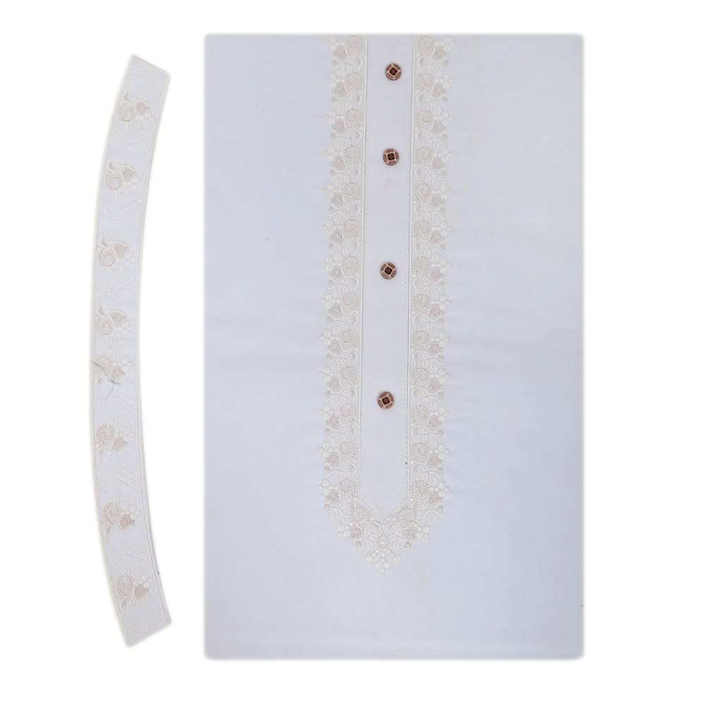 Men's Mashriq Embroidered Un-Stitched Suit - White, Men, Unstitched Fabric, Chase Value, Chase Value