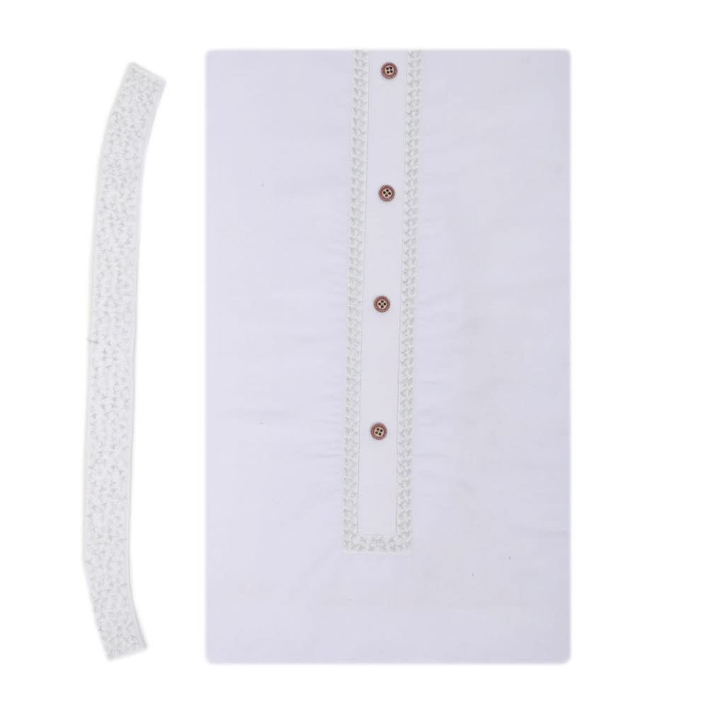 Men's Mashriq Embroidered Un-Stitched Suit - White, Men, Unstitched Fabric, Chase Value, Chase Value