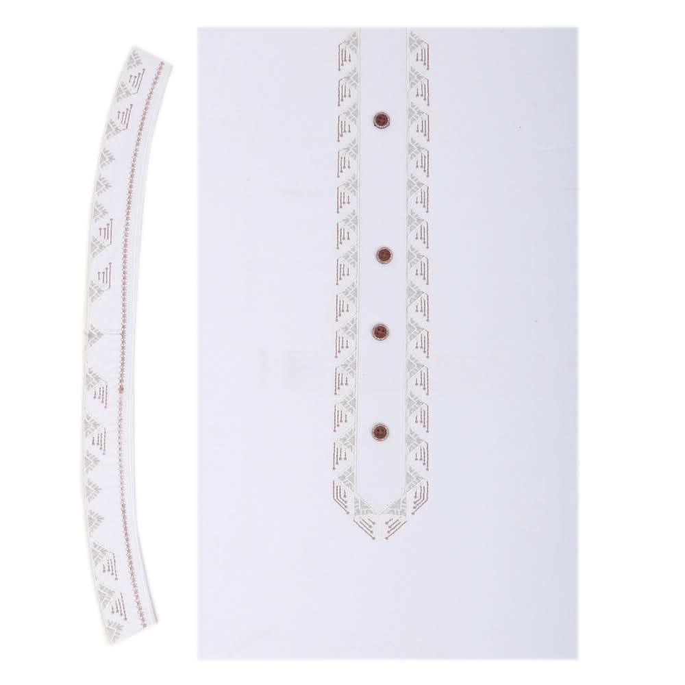 Men's Mashriq Embroidered Un-Stitched Suit - White, Men, Unstitched Fabric, Chase Value, Chase Value
