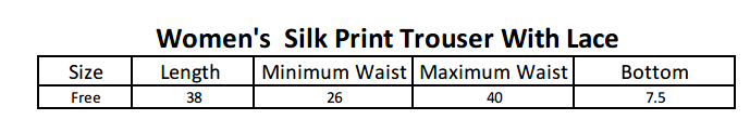 Women's Silk Printed Trouser With Lace - Black, Women, Pants & Tights, Chase Value, Chase Value
