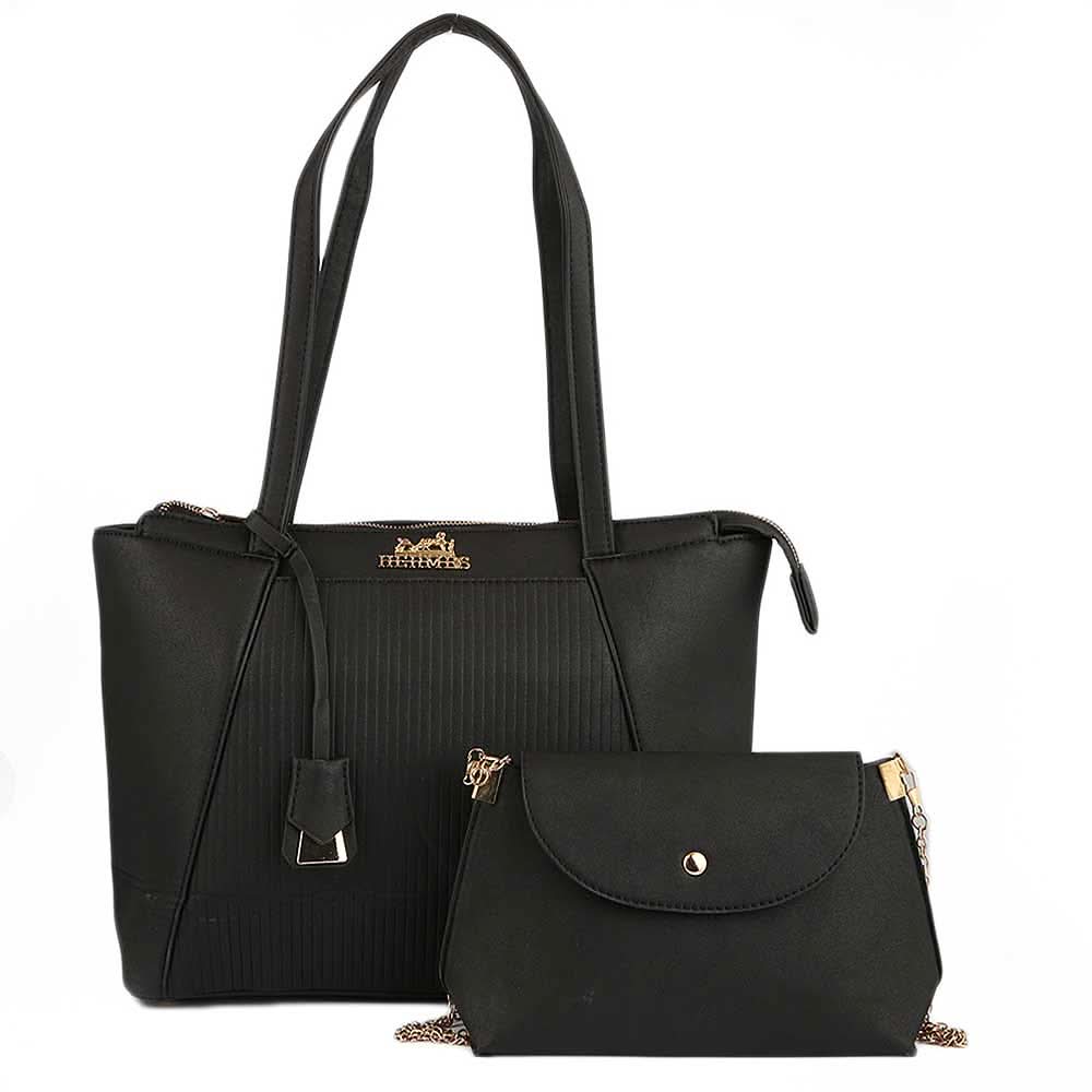 Women's Handbag 2 Pcs (Y-0136) - Black, Women, Bags, Chase Value, Chase Value