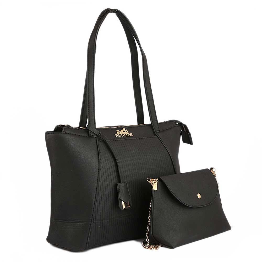 Women's Handbag 2 Pcs (Y-0136) - Black, Women, Bags, Chase Value, Chase Value