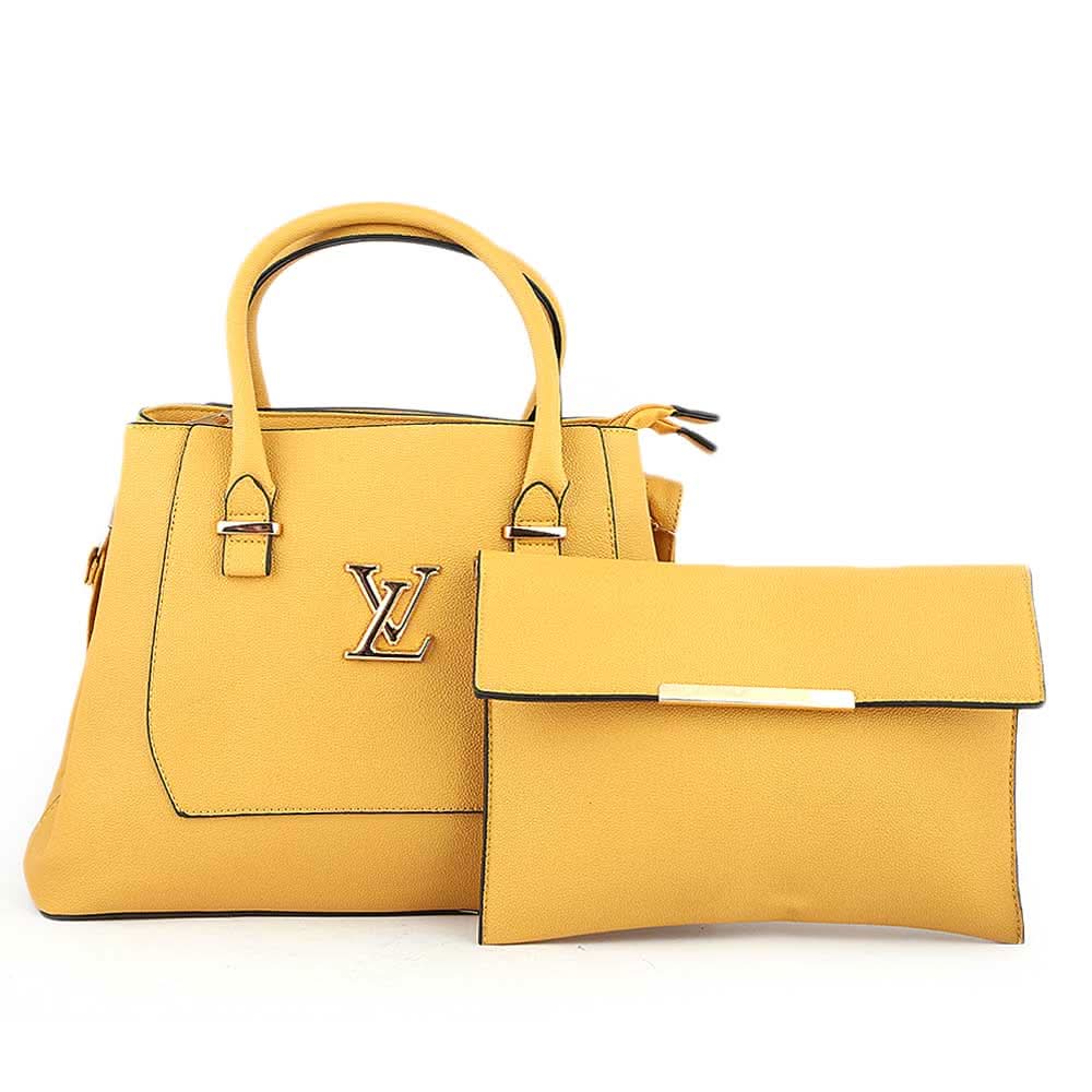 Women's Handbag 2 Pcs (0156) - Yellow, Women, Bags, Chase Value, Chase Value