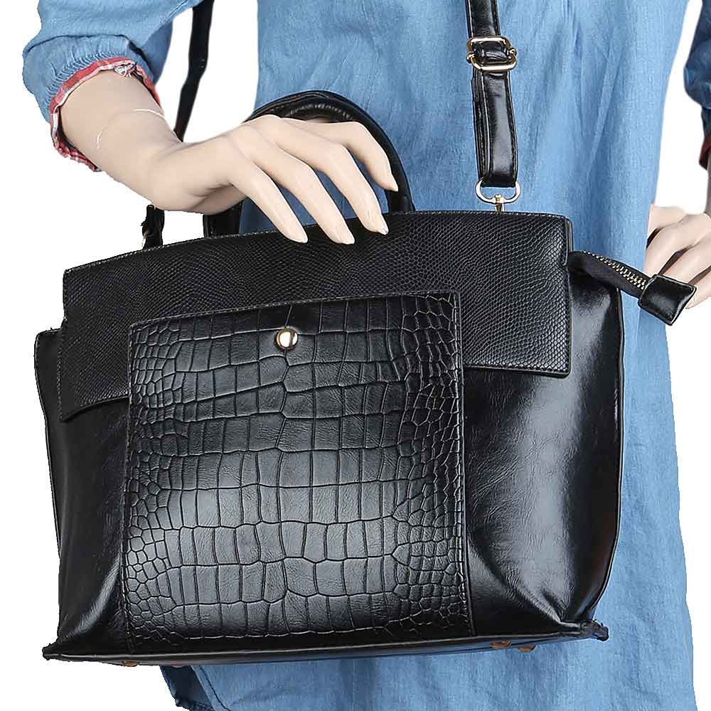 Women's Handbag 2 Pcs (Y-0172) - Black, Women, Bags, Chase Value, Chase Value