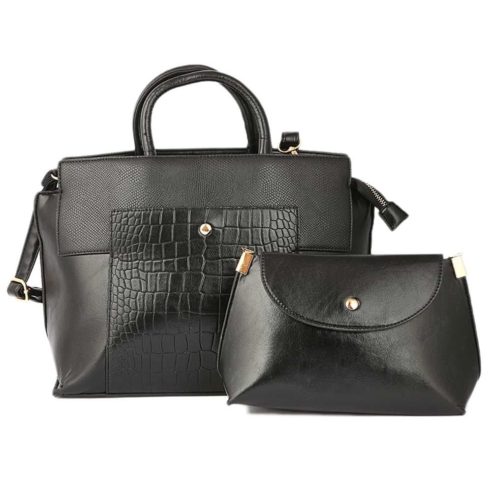 Women's Handbag 2 Pcs (Y-0172) - Black, Women, Bags, Chase Value, Chase Value