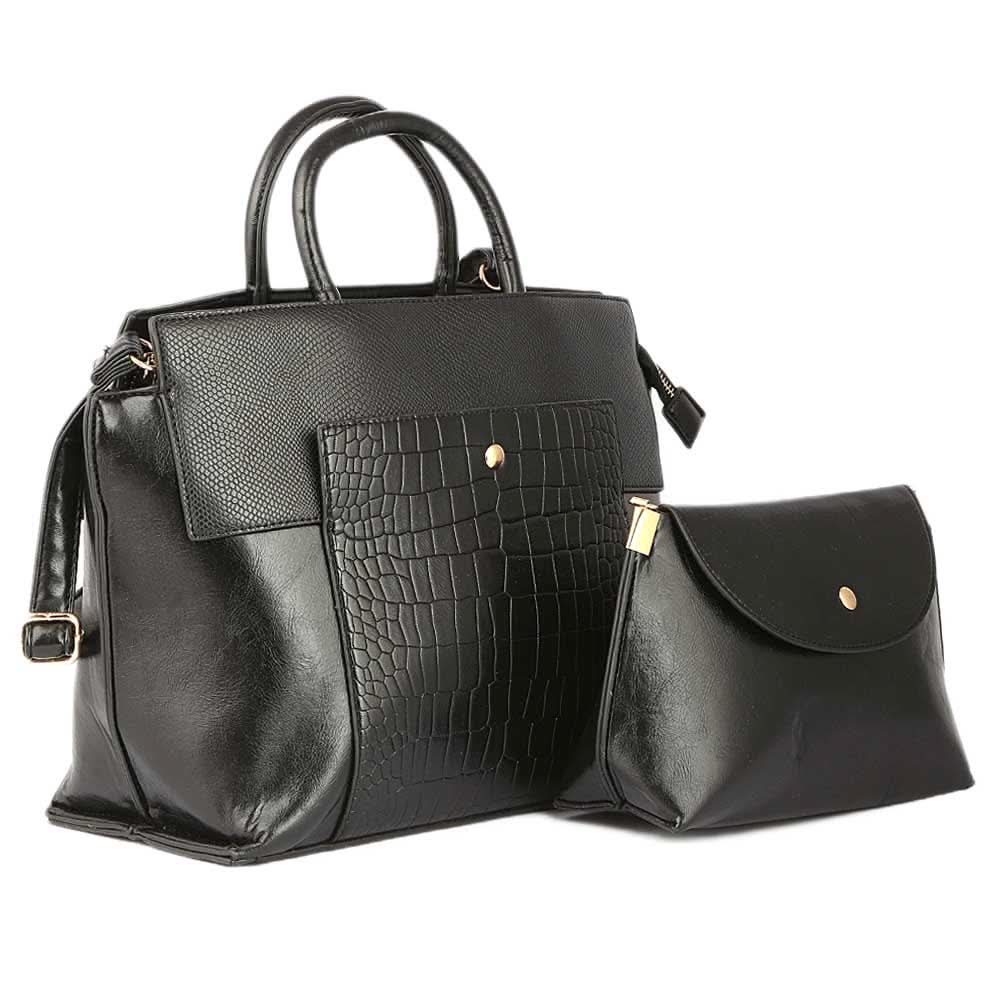 Women's Handbag 2 Pcs (Y-0172) - Black, Women, Bags, Chase Value, Chase Value