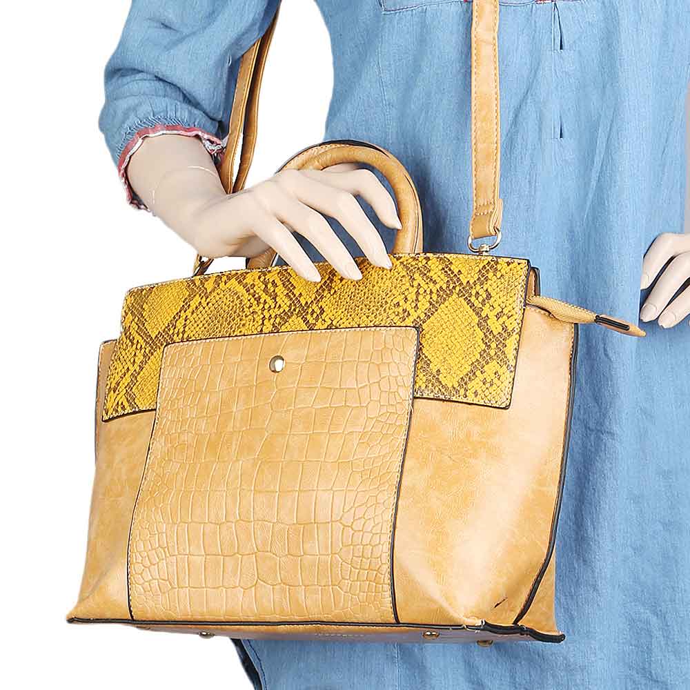 Women's Handbag 2 Pcs (Y-0172) - Yellow, Women, Bags, Chase Value, Chase Value