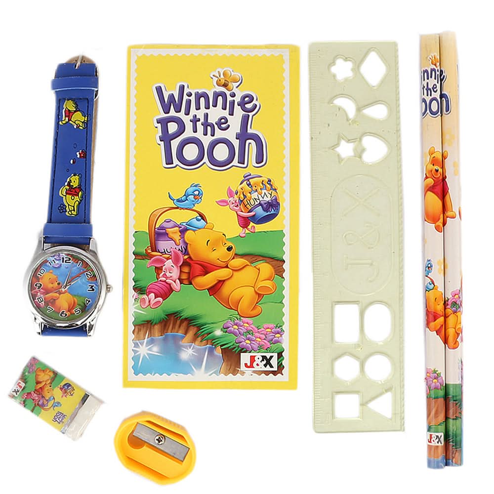 Kids Stationery 7 Pcs Set - Yellow, Kids, Pencil Boxes And Stationery Sets, Chase Value, Chase Value