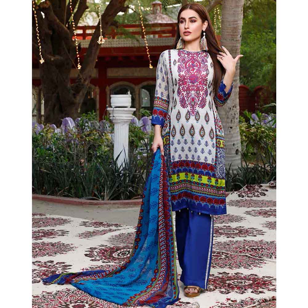 Zobia Noor Embroidered Lawn 3 Piece Un-Stitched Suit - ZN-01A, Women, 3Pcs Shalwar Suit, Salam's Textiles, Chase Value