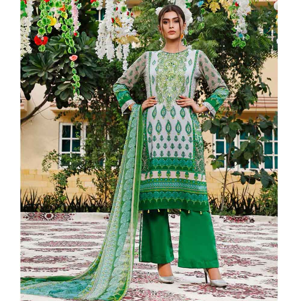Zobia Noor Embroidered Lawn 3 Piece Un-Stitched Suit - ZN-01B, Women, 3Pcs Shalwar Suit, Salam's Textiles, Chase Value