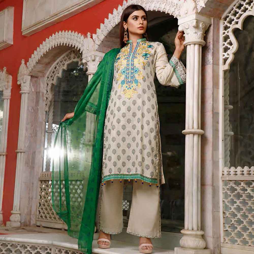 Zobia Noor Embroidered Lawn 3 Piece Un-Stitched Suit - ZN-03A, Women, 3Pcs Shalwar Suit, Salam's Textiles, Chase Value