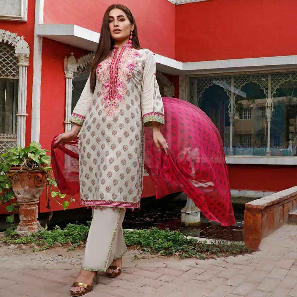 Zobia Noor Embroidered Lawn 3 Piece Un-Stitched Suit - ZN-03B, Women, 3Pcs Shalwar Suit, Salam's Textiles, Chase Value