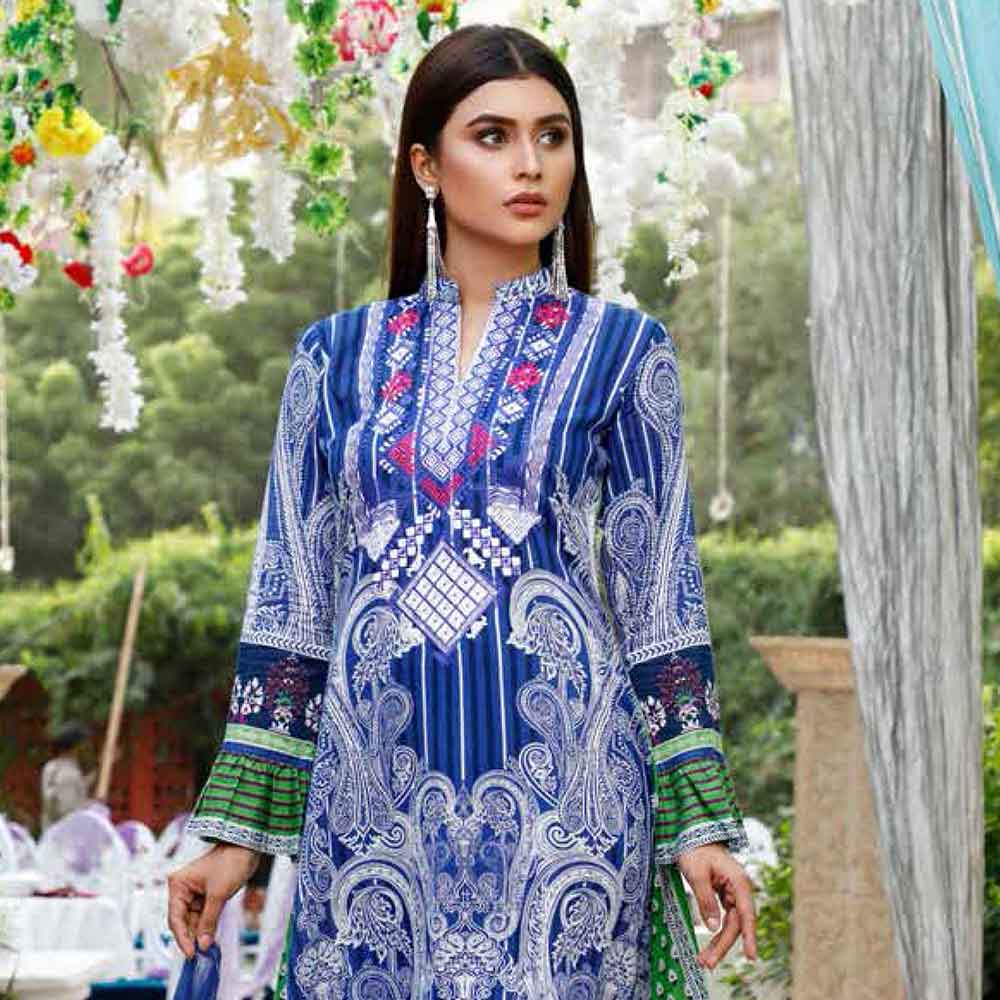 Zobia Noor Embroidered Lawn 3 Piece Un-Stitched Suit - ZN-04A, Women, 3Pcs Shalwar Suit, Salam's Textiles, Chase Value