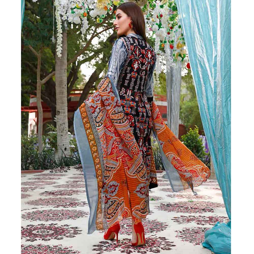 Zobia Noor Embroidered Lawn 3 Piece Un-Stitched Suit - ZN-04B, Women, 3Pcs Shalwar Suit, Salam's Textiles, Chase Value