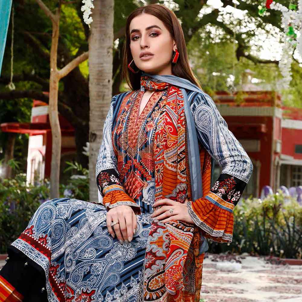 Zobia Noor Embroidered Lawn 3 Piece Un-Stitched Suit - ZN-04B, Women, 3Pcs Shalwar Suit, Salam's Textiles, Chase Value