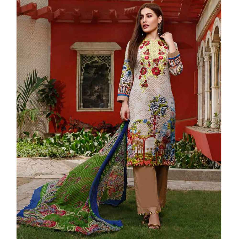 Zobia Noor Embroidered Lawn 3 Piece Un-Stitched Suit - ZN-05A, Women, 3Pcs Shalwar Suit, Salam's Textiles, Chase Value