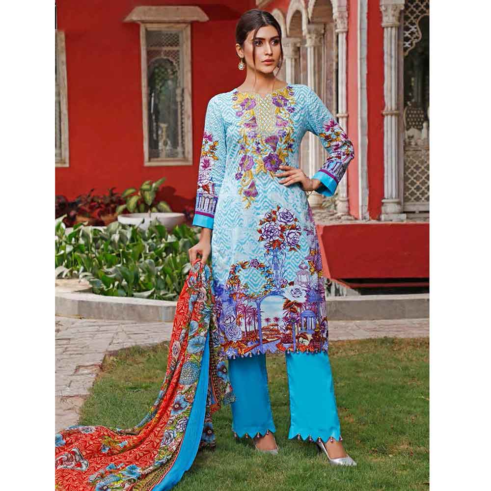Zobia Noor Embroidered Lawn 3 Piece Un-Stitched Suit - ZN-05B, Women, 3Pcs Shalwar Suit, Salam's Textiles, Chase Value