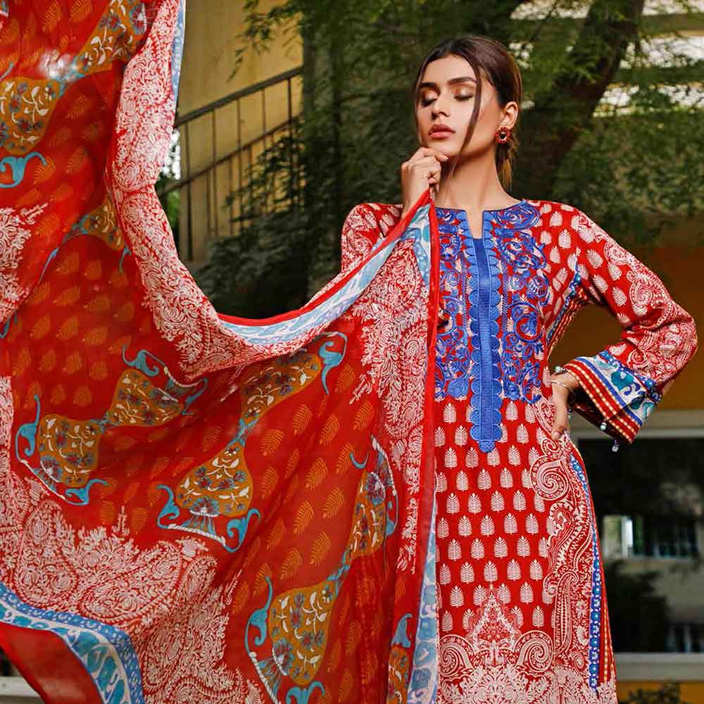 Zobia Noor Embroidered Lawn 3 Piece Un-Stitched Suit - ZN-06A, Women, 3Pcs Shalwar Suit, Salam's Textiles, Chase Value