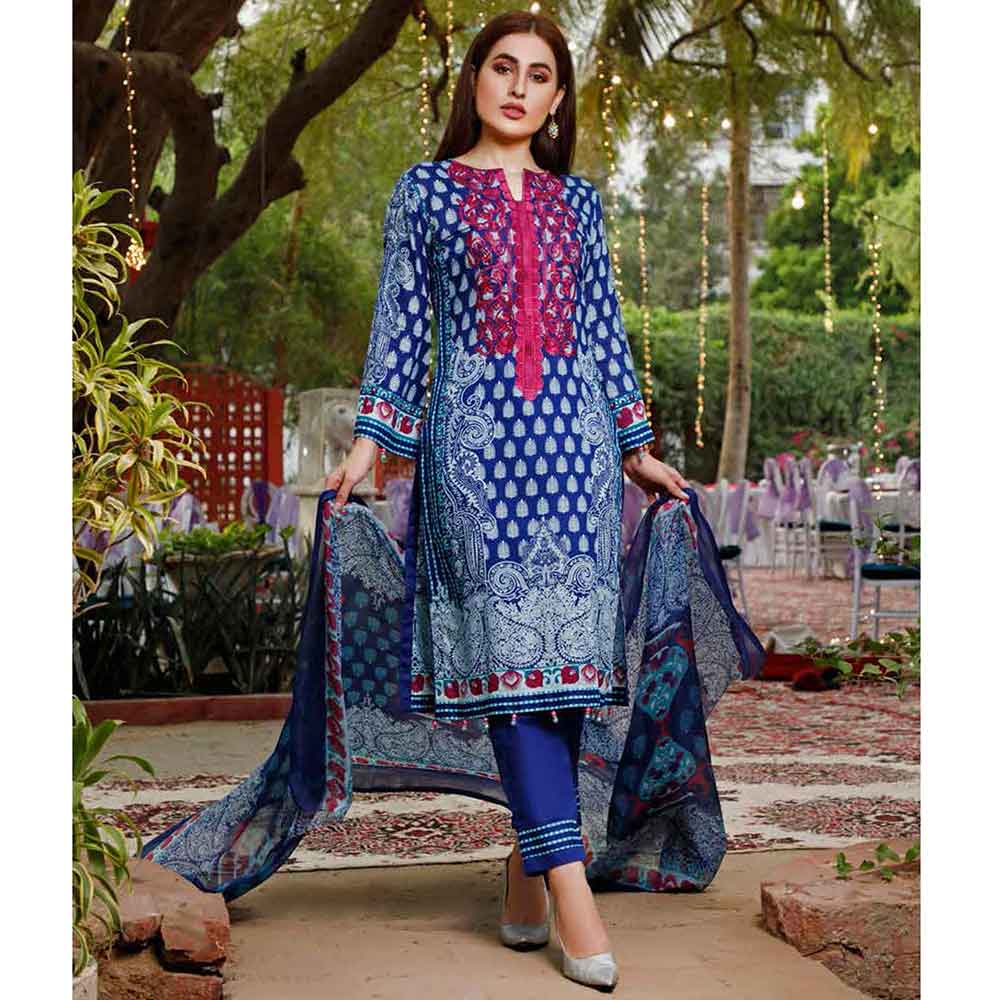 Zobia Noor Embroidered Lawn 3 Piece Un-Stitched Suit - ZN-06B, Women, 3Pcs Shalwar Suit, Salam's Textiles, Chase Value