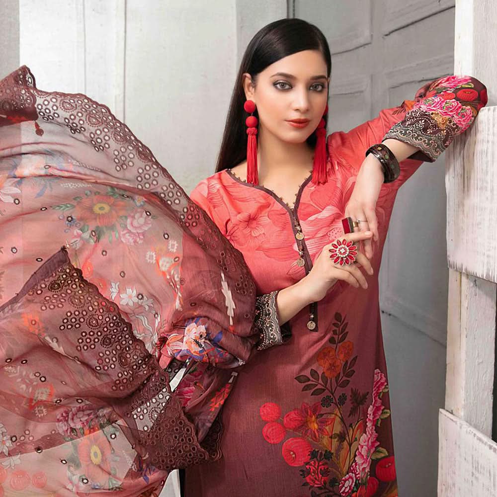 ZAAFIRA Viscose Digital Printed Embroidered 3 Pcs Un-Stitched Suit - 2029, Women, 3Pcs Shalwar Suit, Tawakkal Fabrics, Chase Value