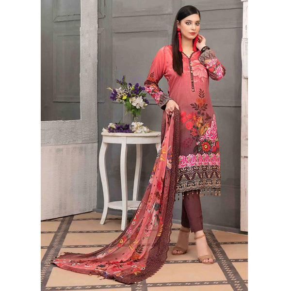 ZAAFIRA Viscose Digital Printed Embroidered 3 Pcs Un-Stitched Suit - 2029, Women, 3Pcs Shalwar Suit, Tawakkal Fabrics, Chase Value