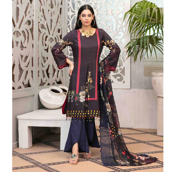 ZAAFIRA Viscose Digital Printed Embroidered 3 Pcs Un-Stitched Suit - 2030, Women, 3Pcs Shalwar Suit, Tawakkal Fabrics, Chase Value